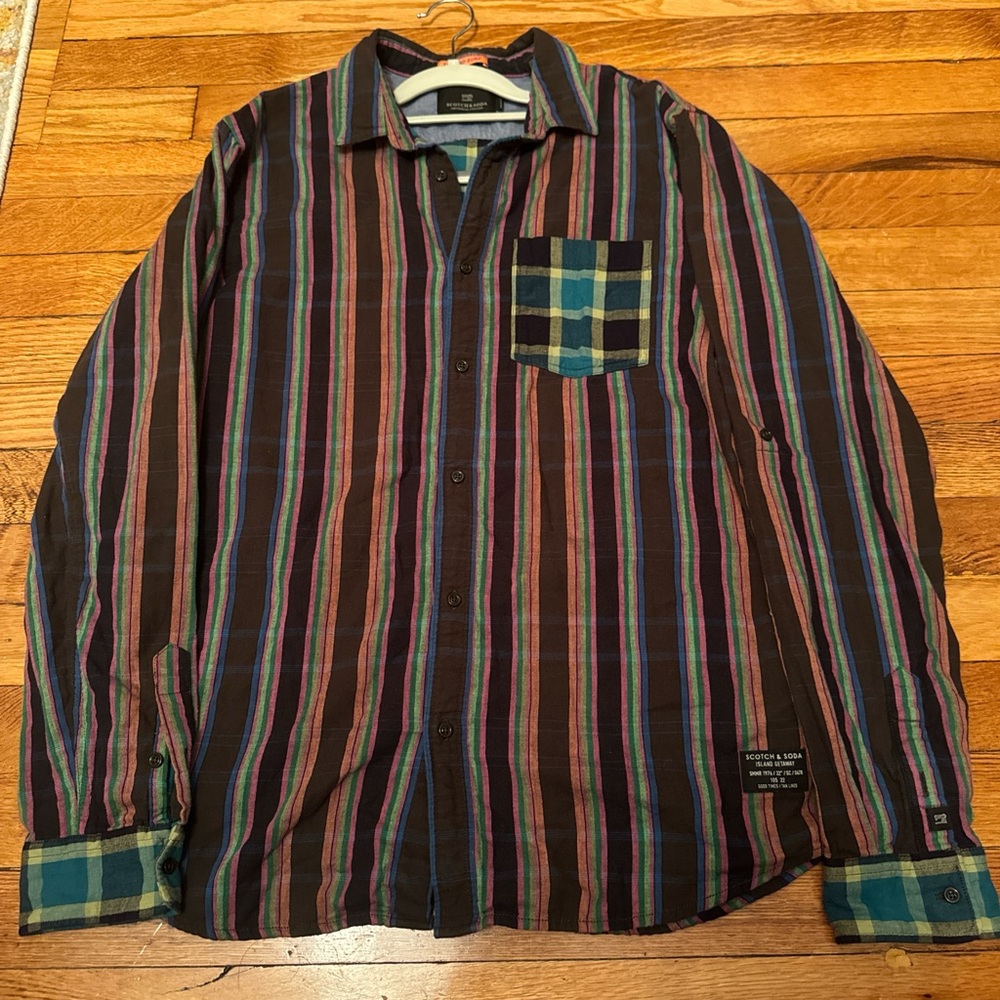 Scotch & Soda Zen and Surf Plaid Striped Shirt